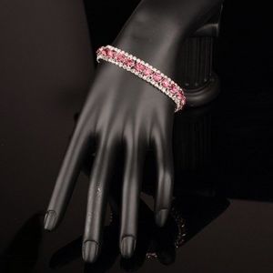 Jewelry - 12 CTW Pink Zircon White CZ Tennis Bracelet Silver Jewelry - 12 CTW Pink Zircon White CZ Tennis Bracelet Silver